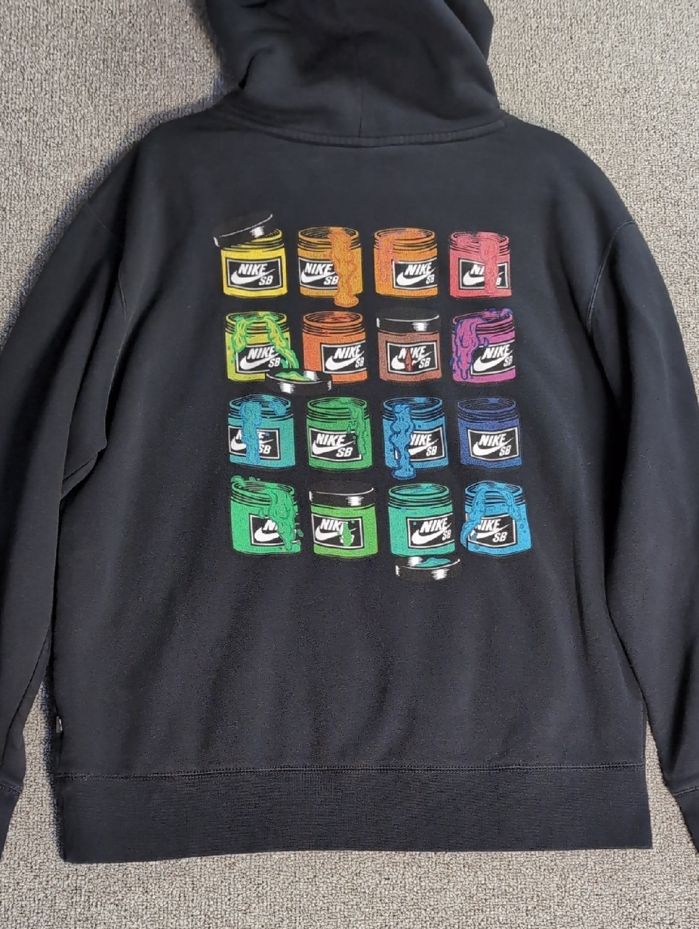 Nike SB Skateboard Paint Cans Hoodie Sweatshirt Size Large in Black - Picture 5 of 10